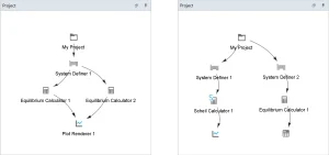 Two screenshots showing how to connect different nodes to perform parallel calculaitons.