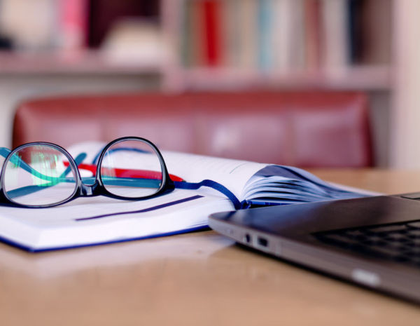 Laptop Glasses Library - half