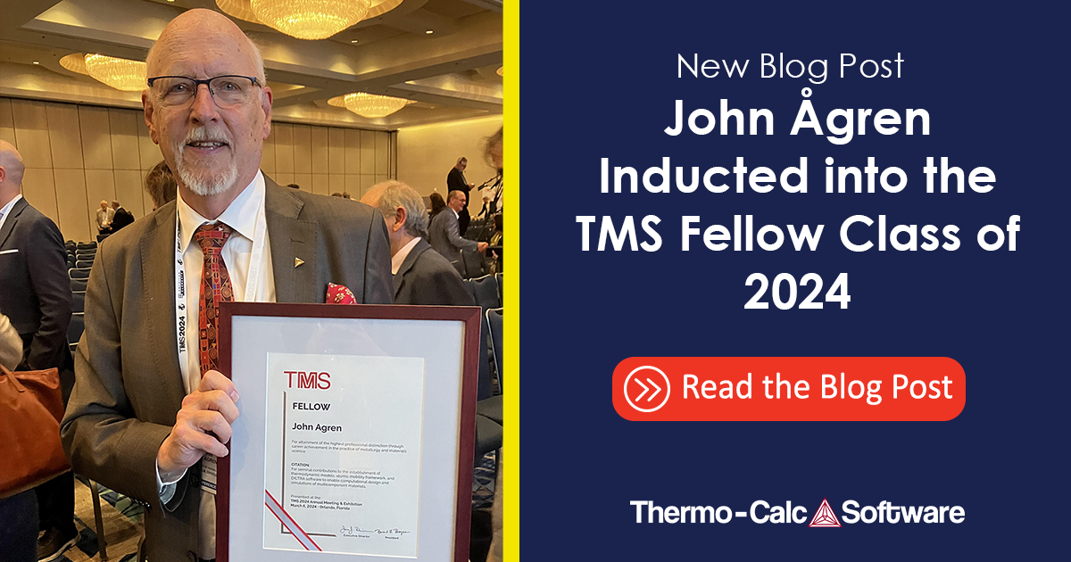 John Ågren Inducted into the TMS Fellow Class of 2024
