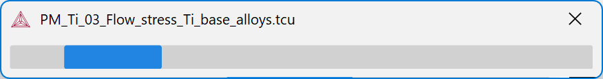 A new progress bar in Thermo-Calc 2026b displays while a project is loading in Thermo-Calc.