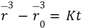 The equation for coarsening, which is negative 3 over r minus negative 3 over r with a 0 variable equals Kt. 