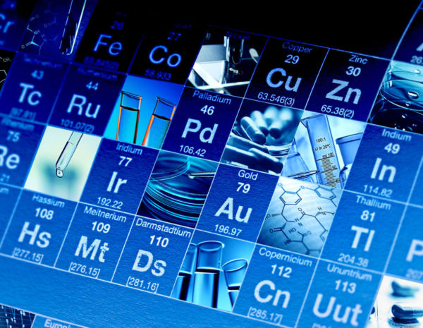 Periodic table - element properties and lab equipment